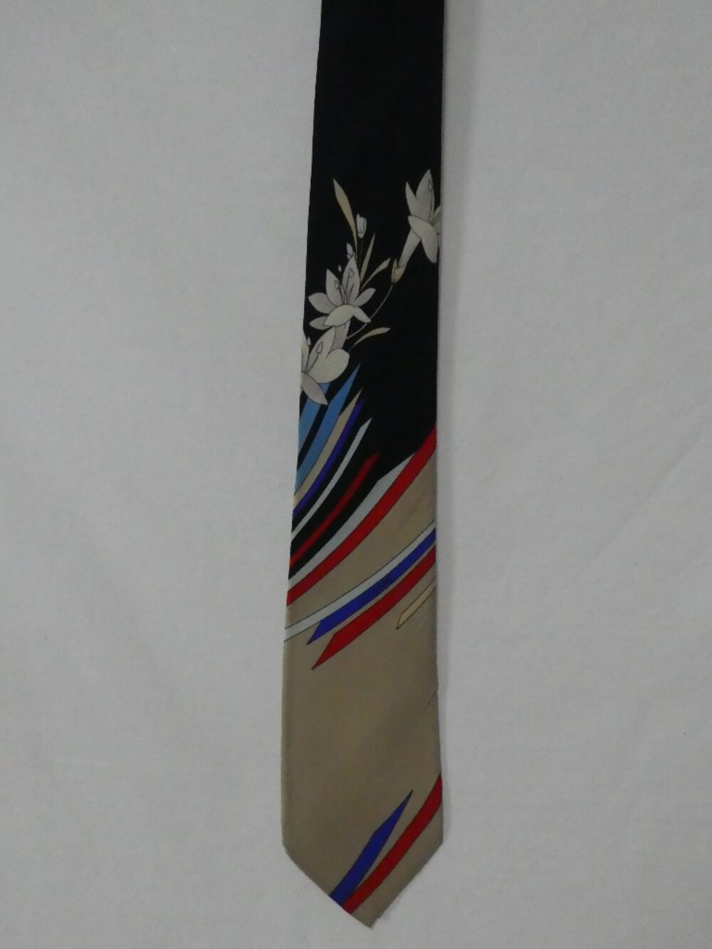 Vintage LEONARD PARIS Made In Italy Silk Tie Colorful Floral Geometric Abstract